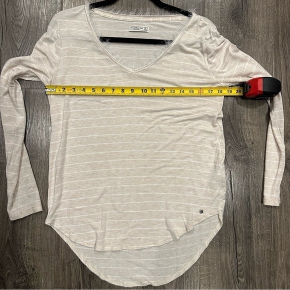 Abercrombie & Fitch A&F Long Sleeve V-Neck Striped Tunic Fringe Accent M - Picture 9 of 10